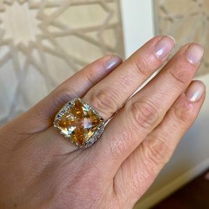 Stunning Statement Ring 18K GE Cubic Zirconia Sz 9